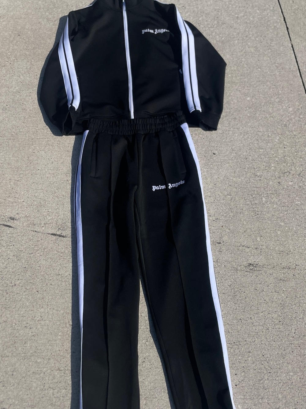 Palm Angels Black Sweatpants with White Side Stripes